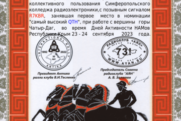 Студенты колледжа приняли участие в Днях активности крымских радиолюбителей и стали победителями!